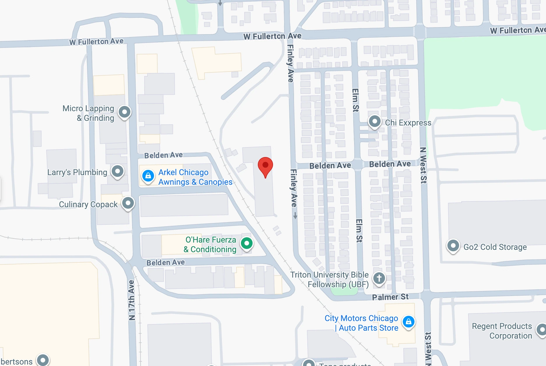 Map showing the US Global Petroleum facility in Franklin Park, Illinois