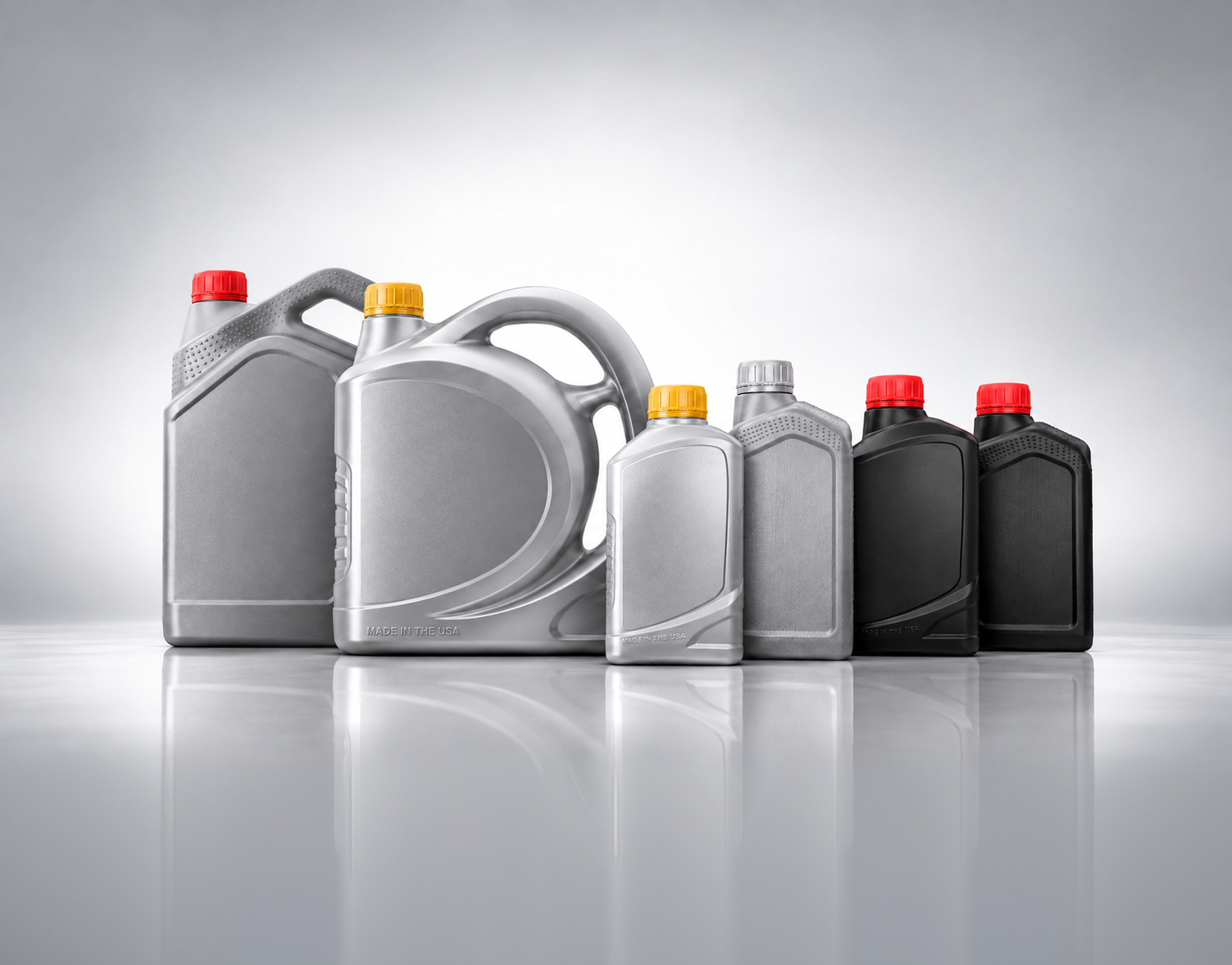 Production worker holding a yellow lubricant container